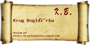 Krug Boglárka névjegykártya